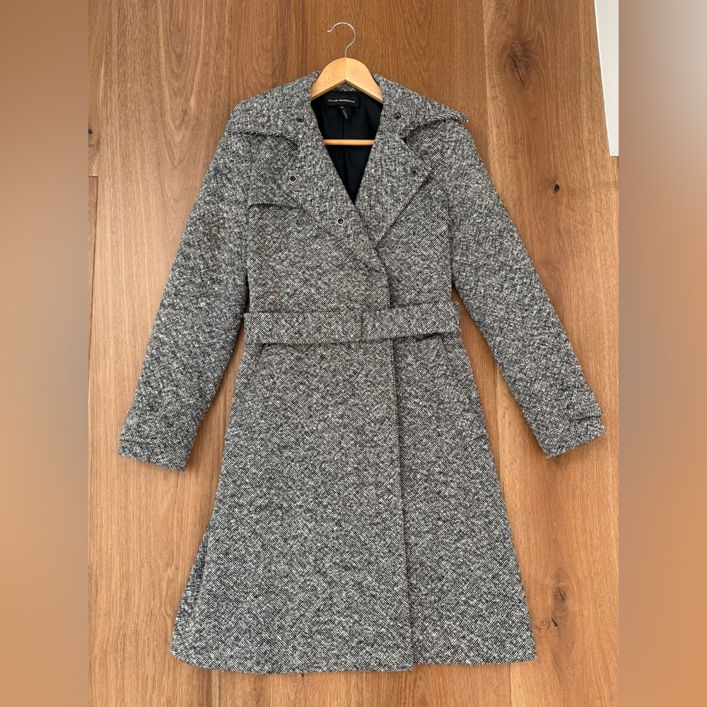 Gray (black & white) Tweed Belted Coat